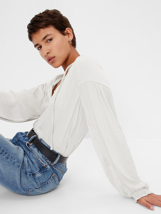 Button-Front Tie Top