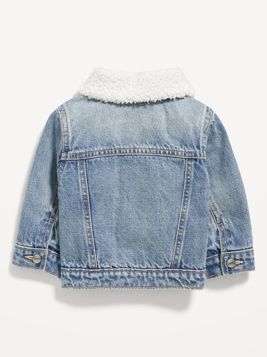 Unisex Sherpa-Collar Cozy-Lined Jean Jacket for Baby - Blue