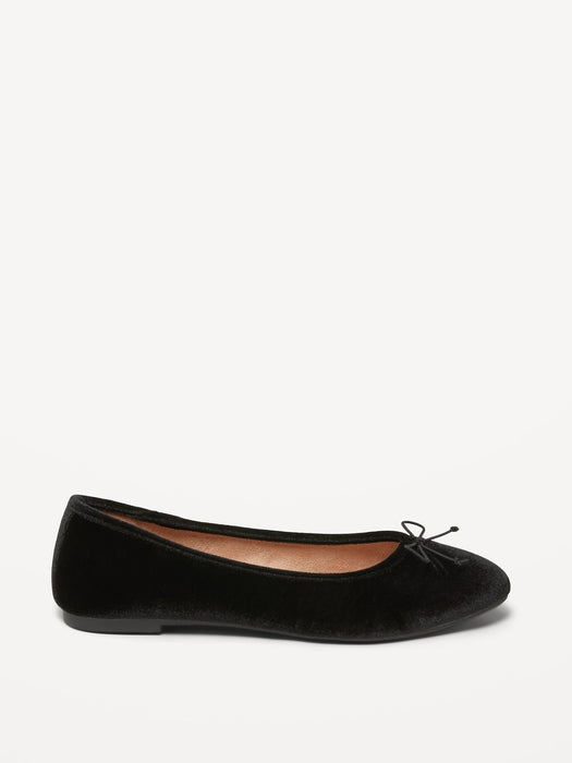 Velvet Bow-Tie Ballet Flat Shoes for Women