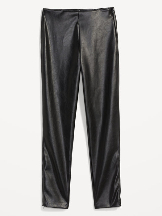 Extra High-Waisted Faux-Leather Zip Ankle Leggings for Women