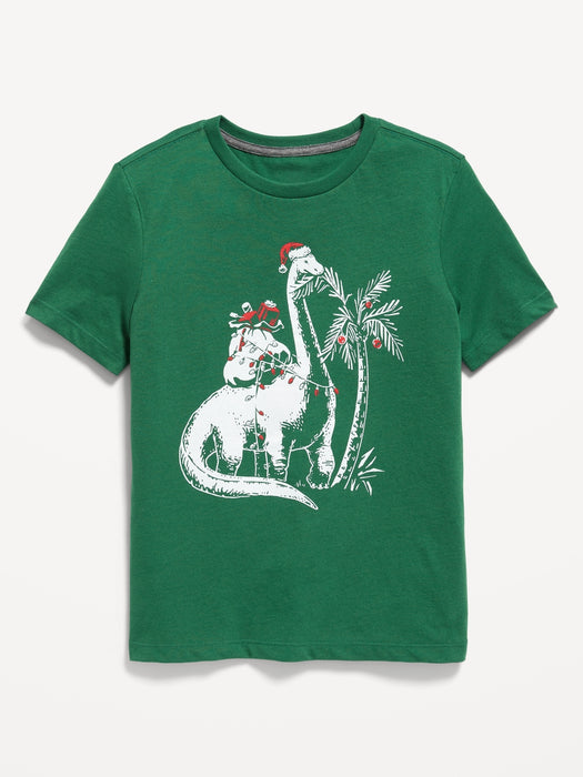 Crew-Neck Holiday Graphic T-Shirt for Boys - Green