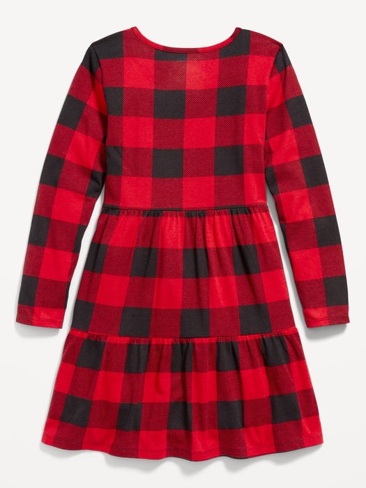 Tiered Printed Jersey-Knit Swing Dress for Girls