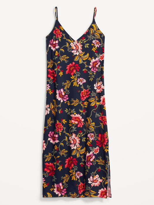 Satin Smocked Midi Slip Dress for Women