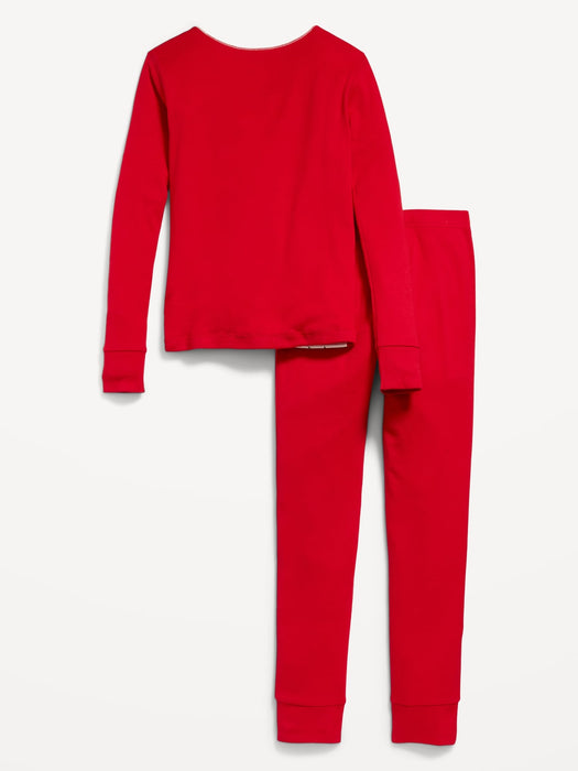 Gender-Neutral Matching Snug-Fit Holiday Pajama Set for Kids - Red