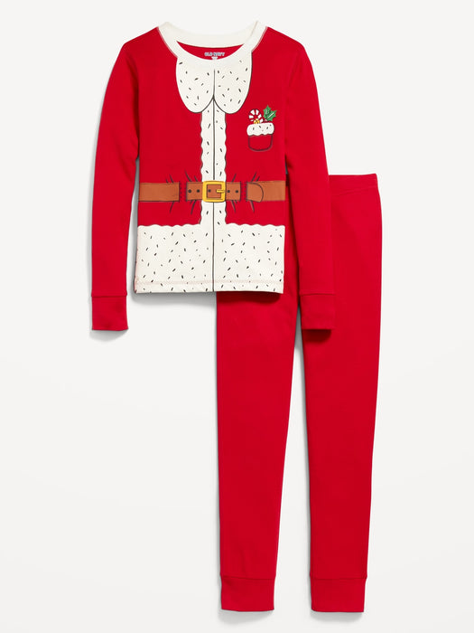 Gender-Neutral Matching Snug-Fit Holiday Pajama Set for Kids - Red