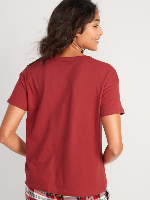 Matching Holiday Graphic Easy T-Shirt for Women - Red