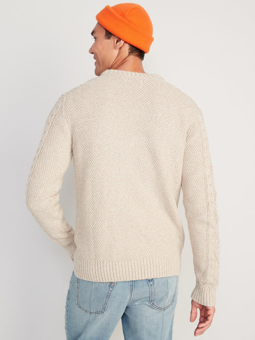 Cozy Cable-Knit Cotton Sweater for Men - Beige