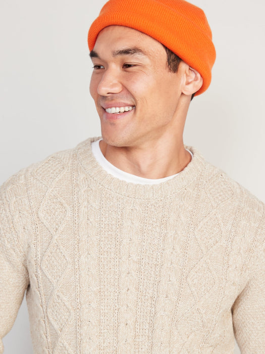 Cozy Cable-Knit Cotton Sweater for Men - Beige