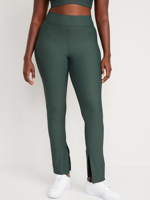 Extra High-Waisted PowerSoft Rib-Knit Split Flare Leggings for Women