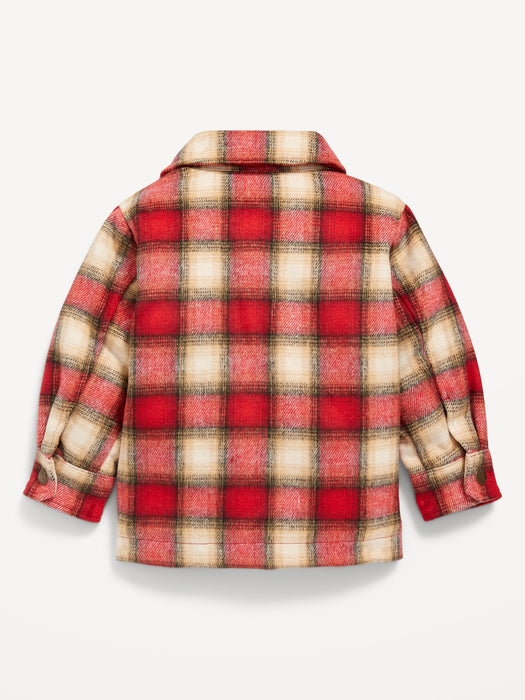 Plaid Pocket Shacket for Toddler Boys - Red