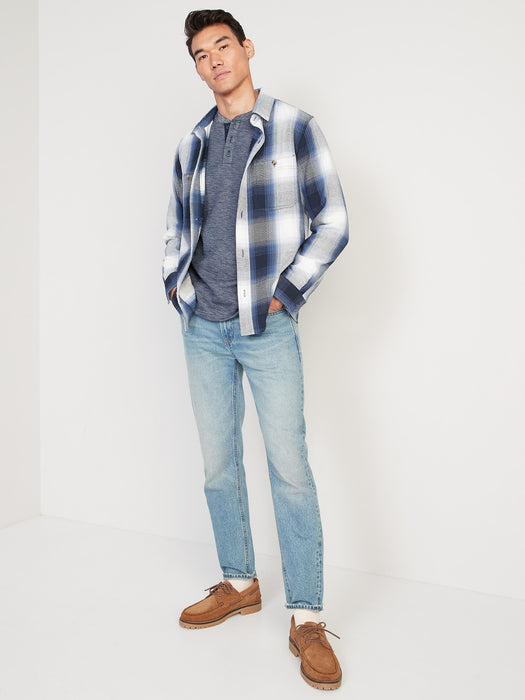 Cozy-Knit Long-Sleeve Henley T-Shirt for Men - Blue