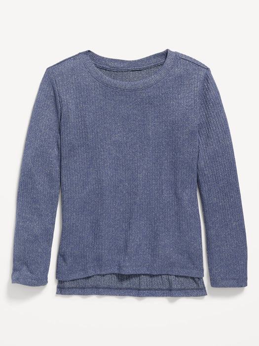 Cozy Rib-Knit Hi-Lo Hem Top for Girls