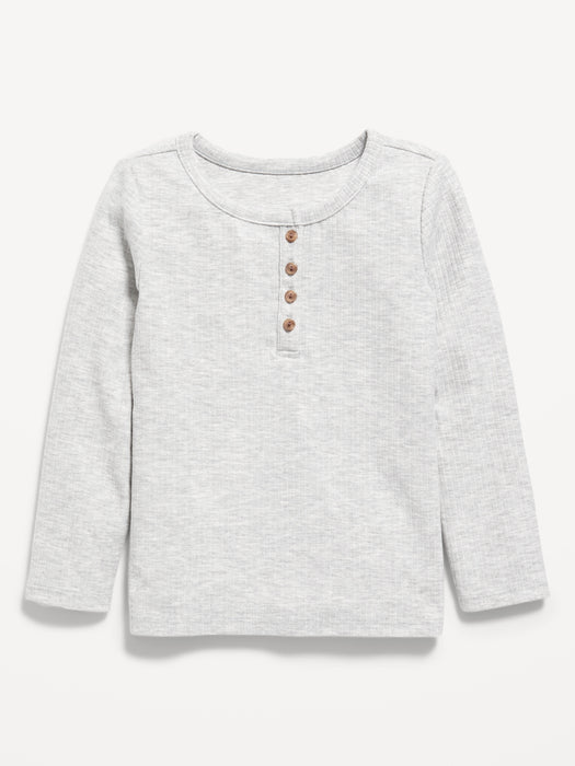 Long-Sleeve Rib-Knit Henley for Toddler Girls