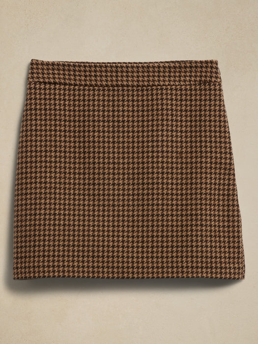 Houndstooth Mini Skirt - Brown Houndstooth
