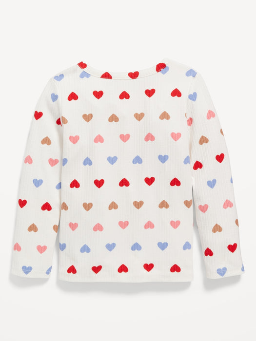 Long-Sleeve Rib-Knit Henley for Toddler Girls