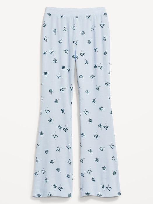 High-Waisted Thermal Flare Pajama Pants for Women - Multi
