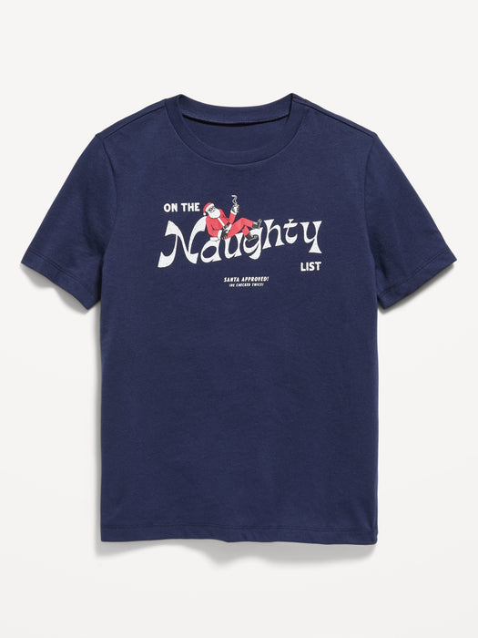 Matching Gender-Neutral Christmas Graphic T-Shirts for Kids - Blue