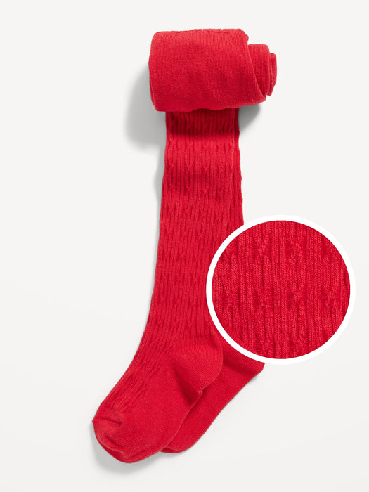 Solid Cable-Knit Tights for Toddler Girls