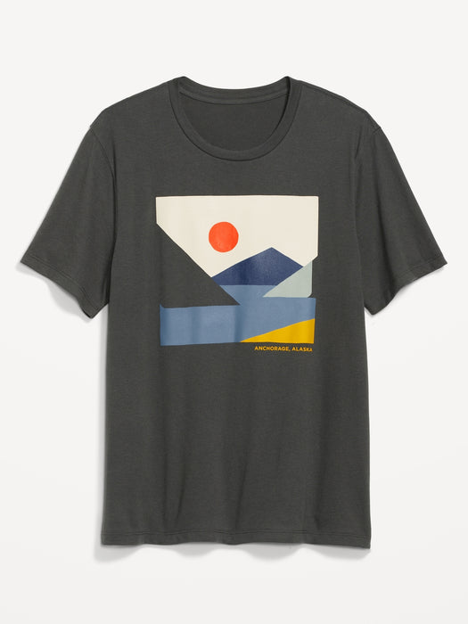 Soft-Washed Graphic T-Shirt for Men - Black