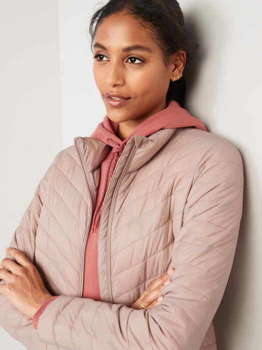 Water-Resistant Narrow-Channel Packable Puffer Jacket for Women - Pink