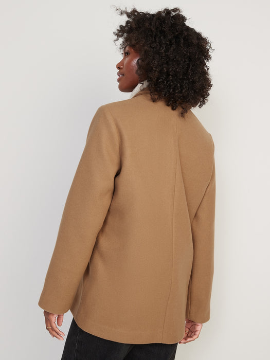 Soft-Brushed Button-Front Car Coat for Women