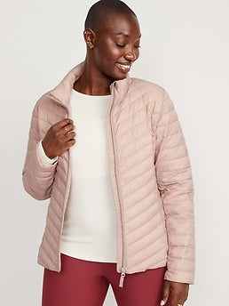 Water-Resistant Narrow-Channel Packable Puffer Jacket for Women - Pink