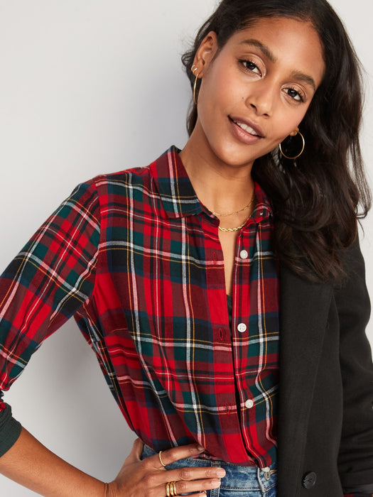 Plaid Flannel Classic Shirt for Women