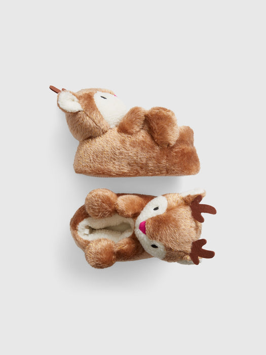 Kids Cozy Reindeer Slippers - multi