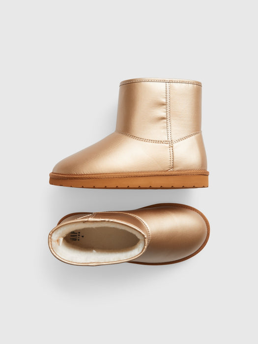Kids Cozy Metallic Boots - gold metallic
