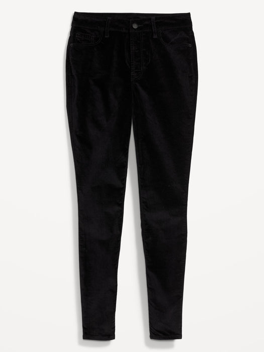 High-Waisted Rockstar Super-Skinny Velvet Pants for Women - Black