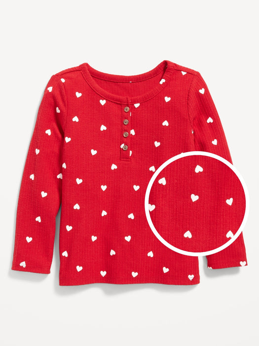 Long-Sleeve Rib-Knit Henley for Toddler Girls