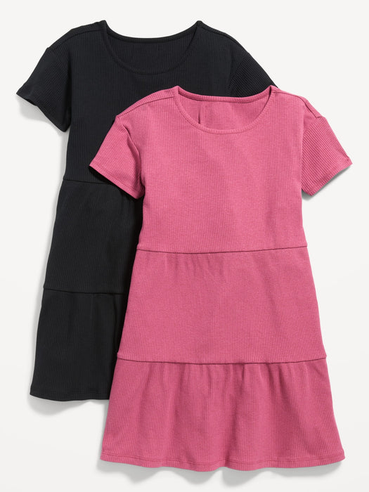 Tiered Rib-Knit Swing Dress 2-Pack for Girls