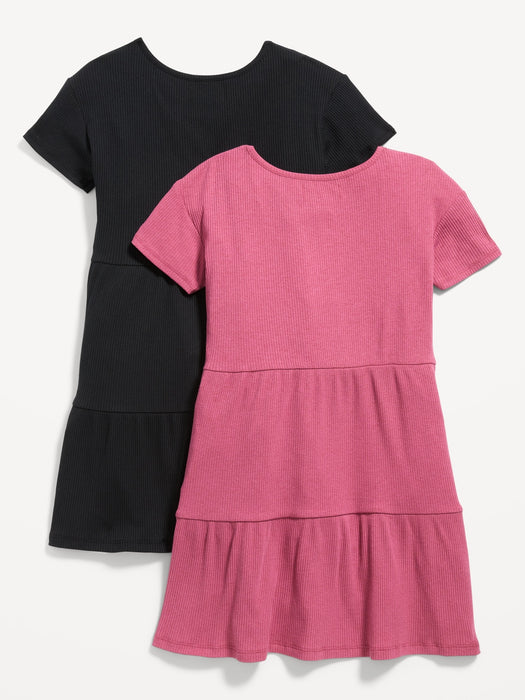 Tiered Rib-Knit Swing Dress 2-Pack for Girls