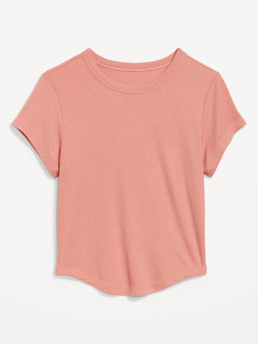 Short-Sleeve UltraLite Cropped Rib-Knit T-Shirt for Women