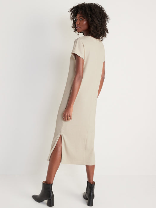 Rib-Knit Midi Shift Dress for Women