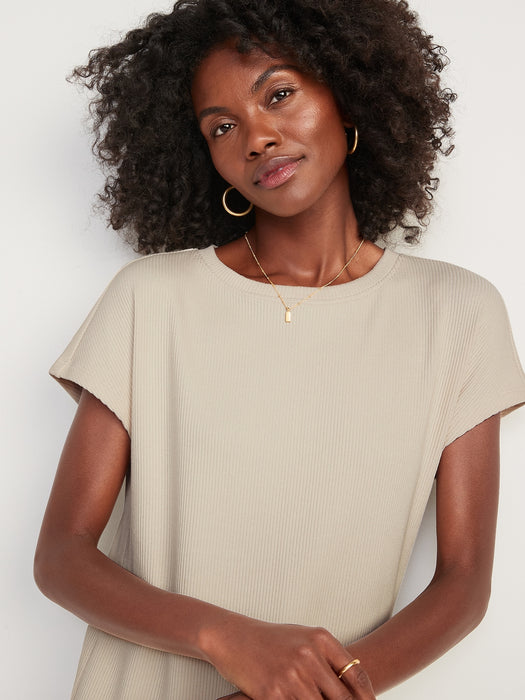 Rib-Knit Midi Shift Dress for Women