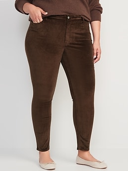 High-Waisted Rockstar Super-Skinny Velvet Pants for Women - Brown