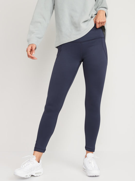High-Waisted UltraCoze Fleece-Lined Leggings for Women - Blue
