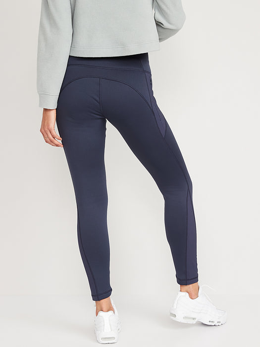 High-Waisted UltraCoze Fleece-Lined Leggings for Women - Blue