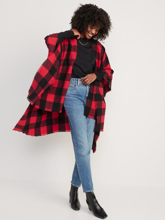 Flannel Poncho Scarf for Women