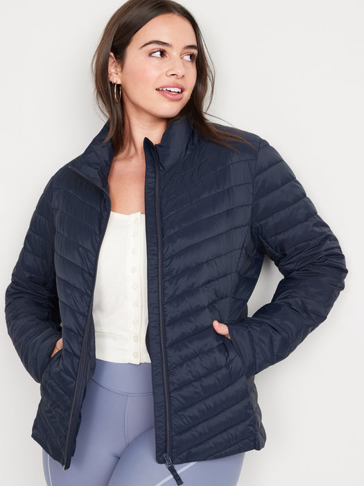 Water-Resistant Narrow-Channel Packable Puffer Jacket for Women