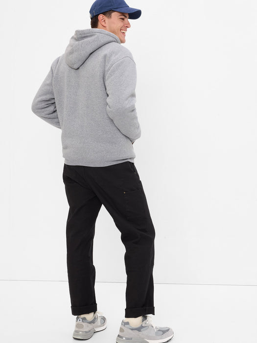 Vintage Soft Gap Logo Full-Zip Sherpa Hoodie - medium grey heather