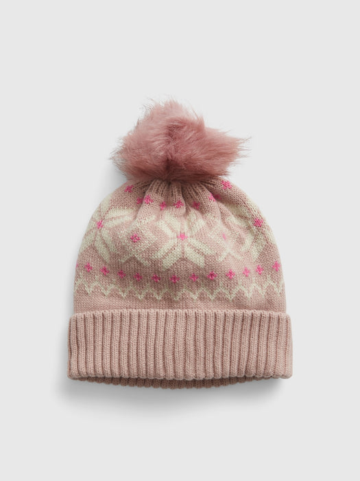 Kids Fair Isle Pom Beanie