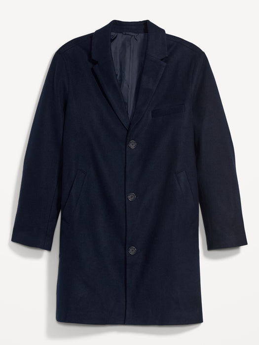 Soft-Brushed Button-Front Topcoat for Men