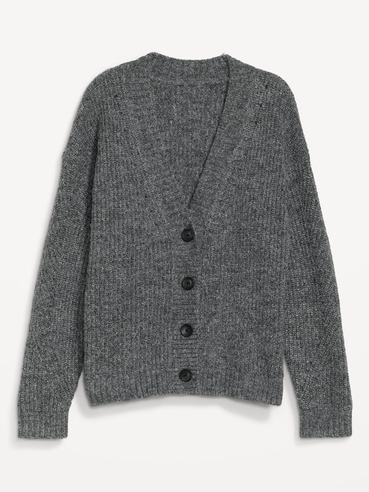 Mélange Cozy Shaker-Stitch Cardigan Sweater for Women