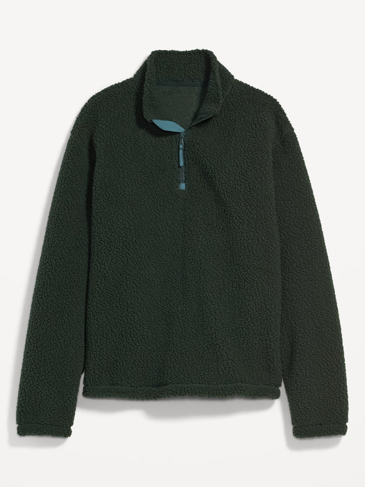 Cozy Sherpa Quarter-Zip Sweatshirt for Men - Green