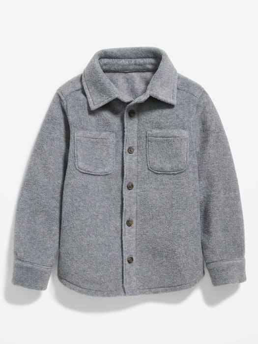 Cozy Microfleece Button-Front Shirt for Toddler Boys - Gray