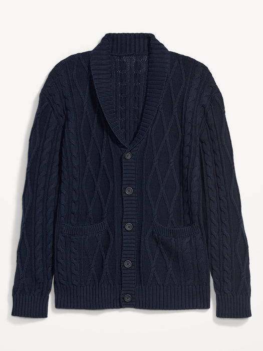 Cable-Knit Button-Front Cardigan Sweater for Men