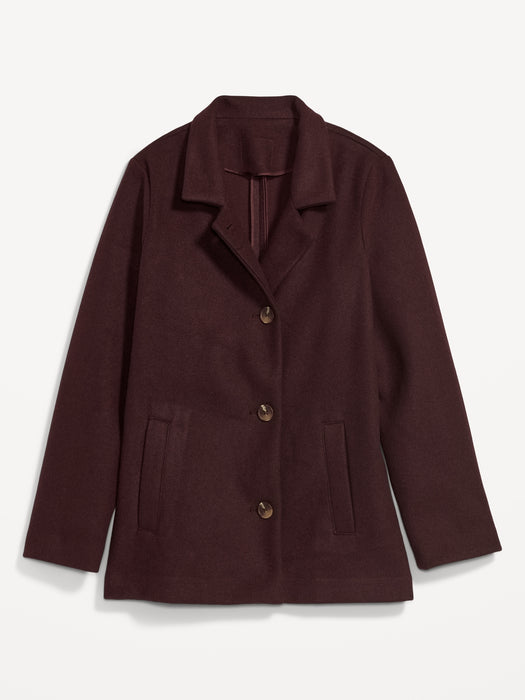 Soft-Brushed Button-Front Car Coat for Women