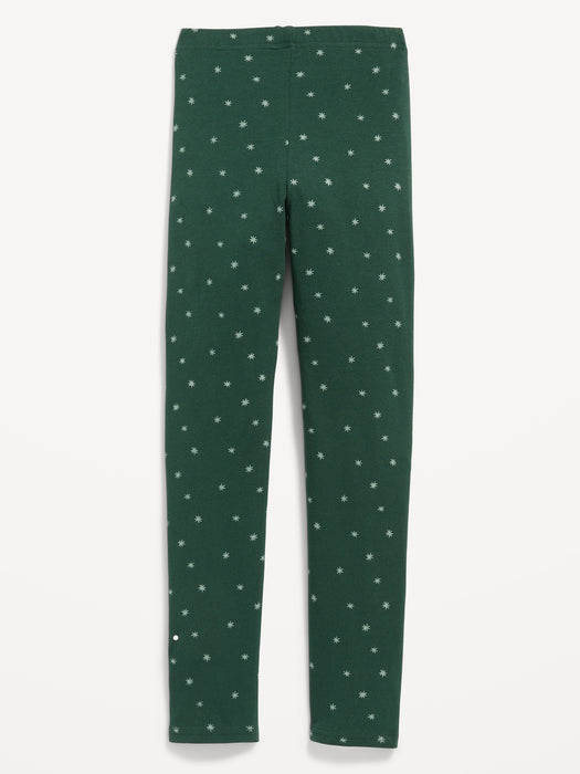 Printed Built-In Tough Full-Length Leggings for Girls - Green